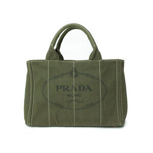 Prada Canapa Convertible 2way Tote Shoulder Bag Khaki Green